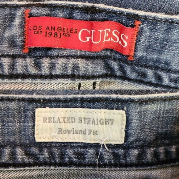 Vintage Guess Jeans Los Angeles 1981 Relaxed Straight Rowland Fit Whiskered 36W - Picture 6 of 12